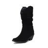 Botas de Comercio Exterior Botas Martin Rugosas Esmeriladas Botas de Tacón Alto Amazon 45 Botas de Caballero Puntiagudas Botas Cortas Nuevas Terciopelo 33 Negro