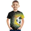 2026 Nueva Camiseta de Manga Corta con Estampado 3D de Patrón de Fútbol Iridiscente Suelta para Hombres y Niños Nueva Moda Camiseta Corta
