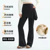 Pantalones de Yoga con Cubierta para Glúteos, Forrados de Polar, para Mujer, Otoño e Invierno, Longitud Extendida, Danza, Tallas Grandes, para Mujeres con Curvas, Fitness Deportivo, Pantalones Acampanados, Engrosados