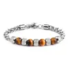 Pulseira de Contas com Corrente de Aço Inoxidável e Pedra Olho de Tigre Colorida Transfronteiriça Pulseira de Energia Yoga Amazon Presente de Feriado