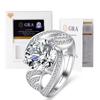 Comércio exterior s925 anel de prata esterlina 3 quilates moissanite das mulheres quatro- garra incrustada diamante estilo europeu e americano conjunto de jóias caixa de embalagem