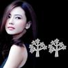 Weihua Shengyan Tree Gift Silver Ear Stud para meninas estilo coreano All-match Moda Temperamento Desejando Árvore Diamante Orelha Joias
