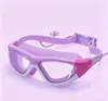 Gafas de natación para niños con tapones para los oídos integrados, Gafas de marco ancho antivaho con hebillas de correa de liberación rápida