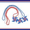 Venta caliente transfronteriza, collar de cuentas azules, rojas y plateadas para el Día de la Independencia, colgante decorativo para fiesta del Día Nacional de EE. UU., regalo festivo