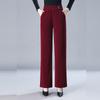 Pantalones de pana para mujer de mediana edad y mayores, mono de terciopelo acolchado, pantalones largos de cintura alta, pierna recta, primavera, otoño e invierno, pantalones de pierna ancha para madre, terciopelo