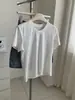 Camiseta de Manga Corta para Mujer Jacquard Patrón Oscuro Pony Tencel Color Sólido Cuello Redondo Hombro Normal Suave Agradable a la Piel 26 Verano Delgado