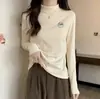 Camiseta Interior de Cuello Semi Alto De Rong para Mujer Otoño/Invierno Nuevo Estilo Coreano Adelgazante Versátil Manga Larga Ropa Interior Top Cálido Almacén Lightning