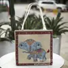 Bolso de hombro nuevo estilo para sofá con hilo dorado y estampado floral, bolso tote de gran capacidad, bolso de lona, bolso de mano para compras, blanco con una sola cremallera