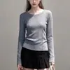 Suéter de punto slim-fit gris y azul claro de estilo sencillo para mujer, nueva colección otoño 2026, 10781