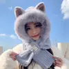 Gorro de Peluche con Orejas Lindas Bufanda Todo en Uno para Mujer Invierno Protección para Orejas Gorro Cálido Bufanda para Cuello Estudiante Viento Frío