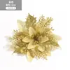 Flor de Nochebuena Artificial con Escamas Doradas Brillantes 14cm Corona de Dos Piezas Círculo Accesorios para Decoración de Árbol de Navidad Directamente de la Fuente