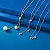Accesorios de perlas de plata de ley S925, collar hecho a mano para DIY de 18K, accesorios de cadena brillantes, joyería, joyería de plata, cadena de cuentas redondas, color dorado