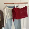 Falda de Punto Calado con Malla que Cubre la Cadera, Elegante para Vestir en Capas, Efecto que Cubre y Adelgaza la Cadera, Falda de Atar, Falda Versátil de Bufanda Triangular de Atar