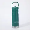 Botella de agua deportiva de acero inoxidable 304 transfronteriza con un asa pequeña, portátil, de gran capacidad, adecuada para senderismo, y viene con una pajita para usar en el coche