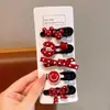 Horquilla Roja Infantil para Festival de Primavera, Pin de Tela Roja con Puntos Blancos Lindo para Niña con Lazo, Horquilla con Ambiente de Año Nuevo