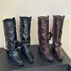 Calcetín de Tacón Grueso Hasta la Rodilla Botas de Caballero Mujer 2026 Invierno Más Vendidos Botas de Caña Larga Moda Retro Botas de Tacón