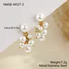 Pendientes de Acero Inoxidable Estilo Francés con Racimos de Uva y Perlas para Mujer, Transfronterizos Europeos y Americanos, Pendientes de Lujo Ligero de Gama Alta, Venta al por Mayor