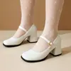 Zapatos de una sola capa 2024 tacón alto modelo flash pasarela zapatos talla 43 zapatos talla grande mujer 40 tacón grueso zapatos de cuero tela comercio exterior zapatos de pasarela