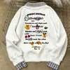Sudadera de Dos Piezas Falsas con Estampado de Graffiti Creativo y Cuello Polo Empalmado para Mujer 2025 Otoño e Invierno Versátil Casual Estilo Coreano