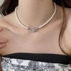 Collar combinable para mujer, diseño de nicho, cadena de clavícula de lujo ligera de alta gama, cadena de cuello con lazo, colgante para novia estudiante