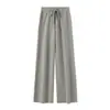 Pantalones de Punto Anchos 100% Lana Pura para Mujer Otoño e Invierno Nuevos de Cintura Alta Pantalones de Lana con Caída Rectos Casuales con Efecto Adelgazante