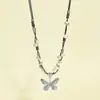 Nuevo Collar de Cerámica Multicolor Nicho Versátil Cadena para Suéter Mariposa Cadena Simple que Conserva el Color Estilo Antiguo Cadena para Clavícula Joyería
