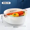 Cesta Drenante de Doble Capa Engrosada Nórdica Moderna Simple para Lavar Frutas Hogareña con Dos Asas Cromada Hermosa Cesta Drenante