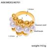 Moda transfronteiriça Middle Dongfeng Round Bead Oco Bead Anel Titanium Steel Ring Banhado a Ouro 18k Jóias Personalizadas para Mulheres