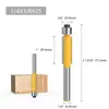 Cabeça de Fresar para Marcenaria com Haste de 6,35mm com Rolamento, Fresa Reta, Ferramenta de Fresagem para Marcenaria de Perfilagem, Broca para Tupia para Canal, de Duas Lâminas