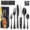Conjunto de talheres de aço inoxidável 1010 para exportação, conjunto de 24 peças de louça estilo ocidental incluindo facas de bife, para uso doméstico e em restaurante