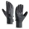 Guantes de Invierno de Cuero para Hombre para Montar con Forro Polar Engrosado Cálido a Prueba de Viento Impermeable Pantalla Táctil Guantes de Invierno para Motociclismo