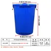 Balde Alimentício Espessado de 160L Balde Redondo com Tampa Balde com Alça de Ferro Lixeira Balde de Óleo Azul Branco
