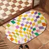 Alfombrilla de baño con patrón de tablero de ajedrez Líneas de dopamina para inodoro baño Alfombrilla versátil para pies Hogar Alfombrilla de tierra de diatomeas