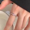 Anillo de Zirconia Rosa en Forma de Corazón para Mujer, Diseño de Nicho Vintage Francés, Anillo Ajustable para el Día a Día, Anillo de Moda para el Dedo Índice