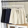 Conjunto de Verano Talla Grande Casual Cintura Elástica con Cordón Shorts con Abertura Versátiles Shorts de Tiro Alto hasta la Rodilla 7468