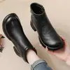 Botas Cortas de Mujer Cómodas Retro Elegantes 2026 Invierno Con Cordones Antideslizantes de Algodón Suela Suave Con Felpa Cálidas Botas de Piel Moda