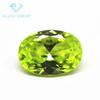 Fábrica atacado em forma de ovo maçã verde zircão anel superfície pedra nua fundo pontiagudo oval fruta verde pedra branca CZ broca