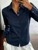 Nueva camisa de mujer estilo europeo y americano, popular en Wish y Amazon, otoño, color liso, moderna, elegante, manga larga, con botones, camisa de mujer