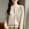 Cárdigan de punto estilo francés con botones de colores, suéter para mujer, nueva prenda exterior de manga larga 2026, top de suéter grueso
