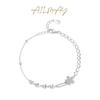 Pulsera de plata de ley S925 ligera de lujo con microdiamantes y flores pequeñas para mujer, con costuras frescas de verano, diseño geométrico, joyería de mano abierta