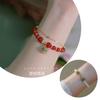 Pulsera de personaje Pearl Fu para mujer Estilo de celebridad de internet Dulce Esmeralda Pulsera del mismo estilo de TikTok Estilo coreano Frijol rojo Regalo de Qixi para mujer
