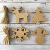 Etiqueta de papel kraft com tema natalino, boneco de neve, floco de neve, árvore de natal, rena, 4 estilos, 100 peças/conjunto