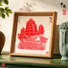 Obra de Arte de Papel Recortado Terminada Marco de Madera Decorativo Estilo Chino Regalo para Actividades en el Extranjero Marco de Foto Cuadrado con Marco de Papel Recortado Adorno