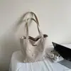 Bolsa de Lona Grande Capacidade Estilo Coreano para Mulheres 2026 Nova Bolsa de Mão Tendência Simples Casual Bolsa de Ombro para Estudante Bolsa Tote