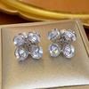 Aretes de Flor y Perla para Usar Adelante y Atrás 2024 Nuevos Aretes de Circonita Estilo Lujo Ligero Pequeño Fragante