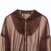 Exportación Transfronteriza Aliexpress Producto Caliente Nuevo Exportación Ropa de Mujer al por Mayor ZR Chaqueta con Capucha de Organza Transparente