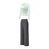 Conjunto de Yoga para Mujer Ligero Transpirable Manga Larga Pantalones Deportivos de Fitness Secado Rápido Entrenamiento Running Yoga Conjunto de Dos Piezas Mujer
