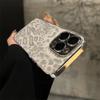 Adequado para Capa de Celular Apple 18Pro, Capa de Couro Galvanizado com Estampa de Leopardo de Marca da Moda, 16Promax Anti-Queda, 15Pro Proteção Completa da Lente