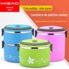 Caixa de almoço combinada de aço inoxidável e aço plástico com isolamento, pote térmico, caixa de almoço de desenho animado, caixa de almoço com isolamento com colher