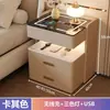 Mesa de noche de madera maciza inteligente de lujo moderna de gama alta para dormitorio del hogar, gabinete de almacenamiento simple multifuncional con carga inalámbrica